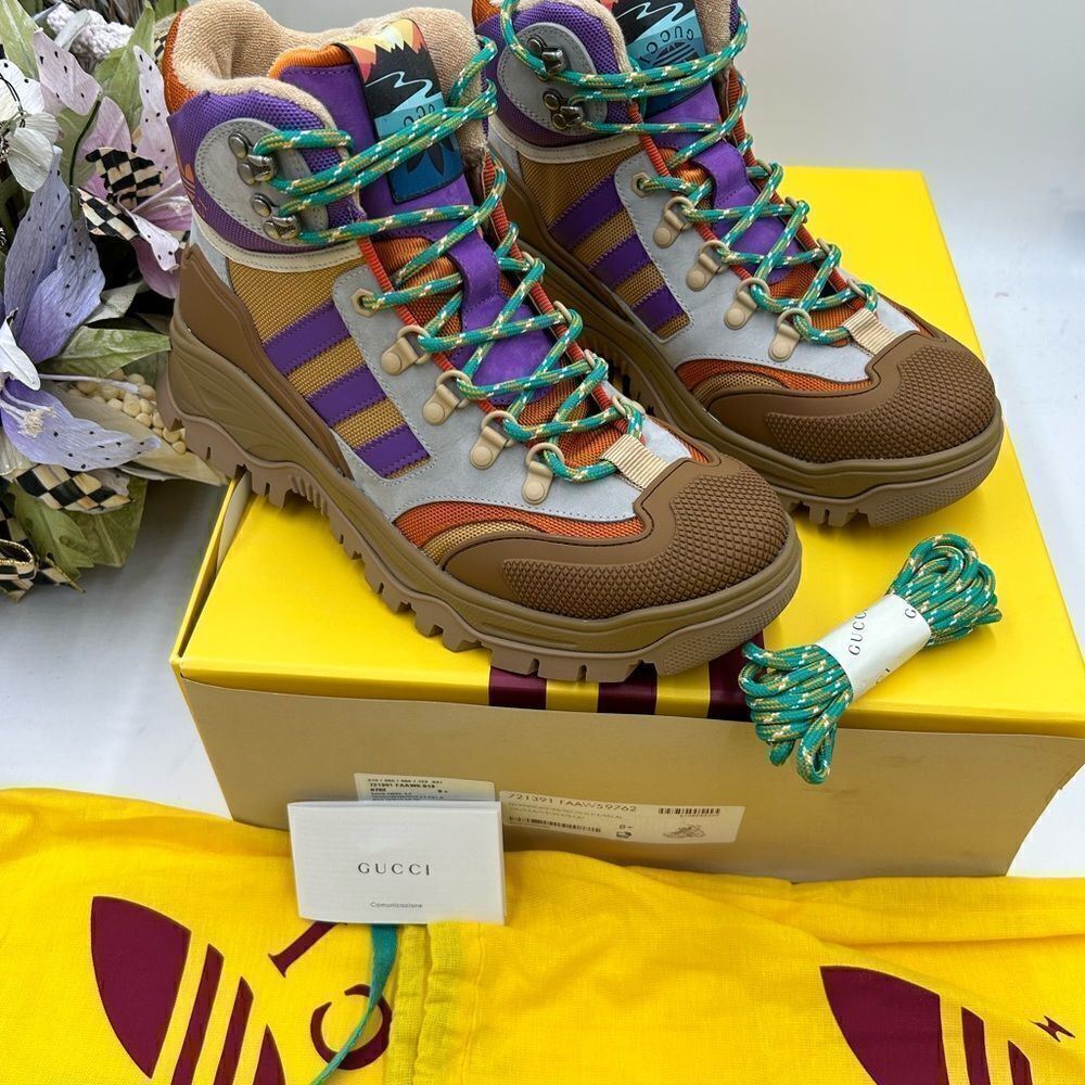 Men’s Gucci X Adidas Lace up  boots size 8.5 made in Italy - Picture 3 of 10
